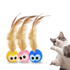 Bouncy Tails: balle chat avec plumes naturelles pour stimulation ludique.