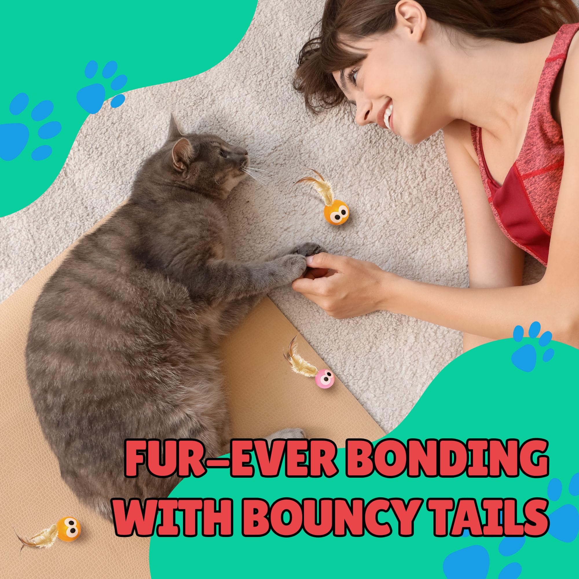Bouncy Tails jouet interactif à associer avec une baguette ou ficelle.