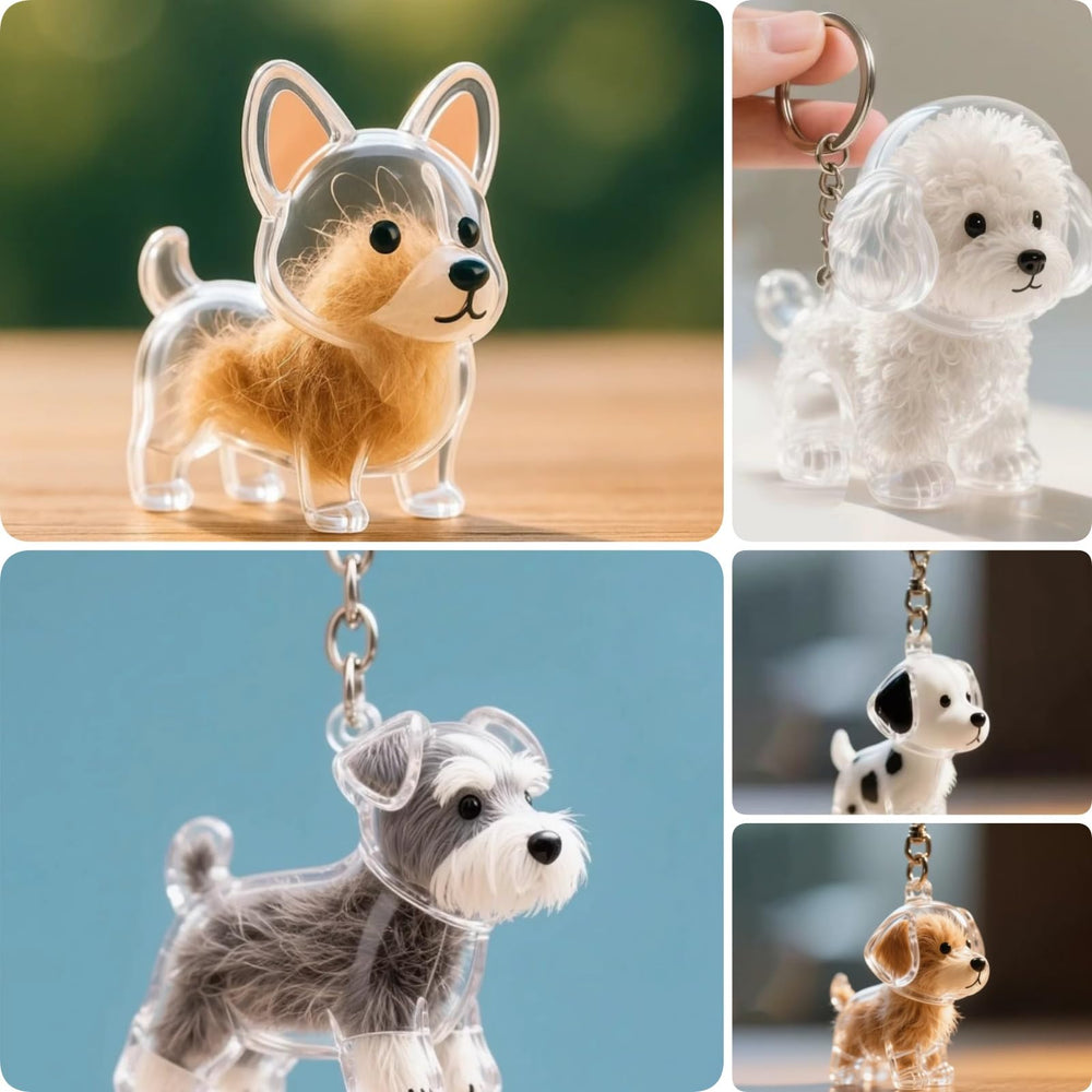 Bouteille transparente poils chien collection: rangement pratique