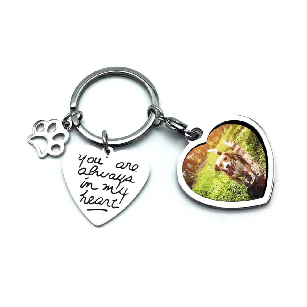 Pendentif-clé Bouti1583 avec photo chien et pattes, souvenir portable et réconfortant.
