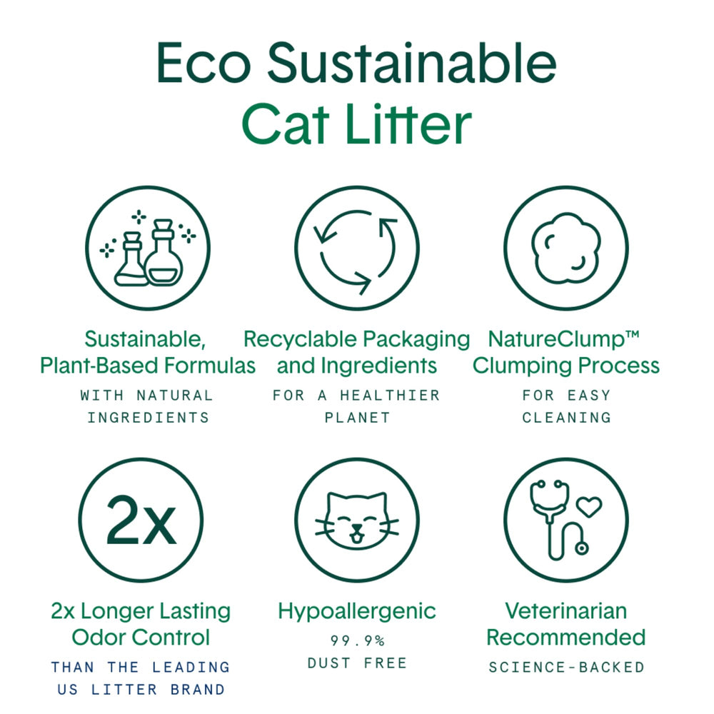 Litière à base de plantes Boxiecat Eco, respectueuse de l’environnement.