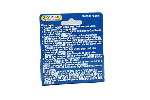Boyd Chemiclean 2g cible les cyanobactéries pour un résultat visible dans l'aquarium.