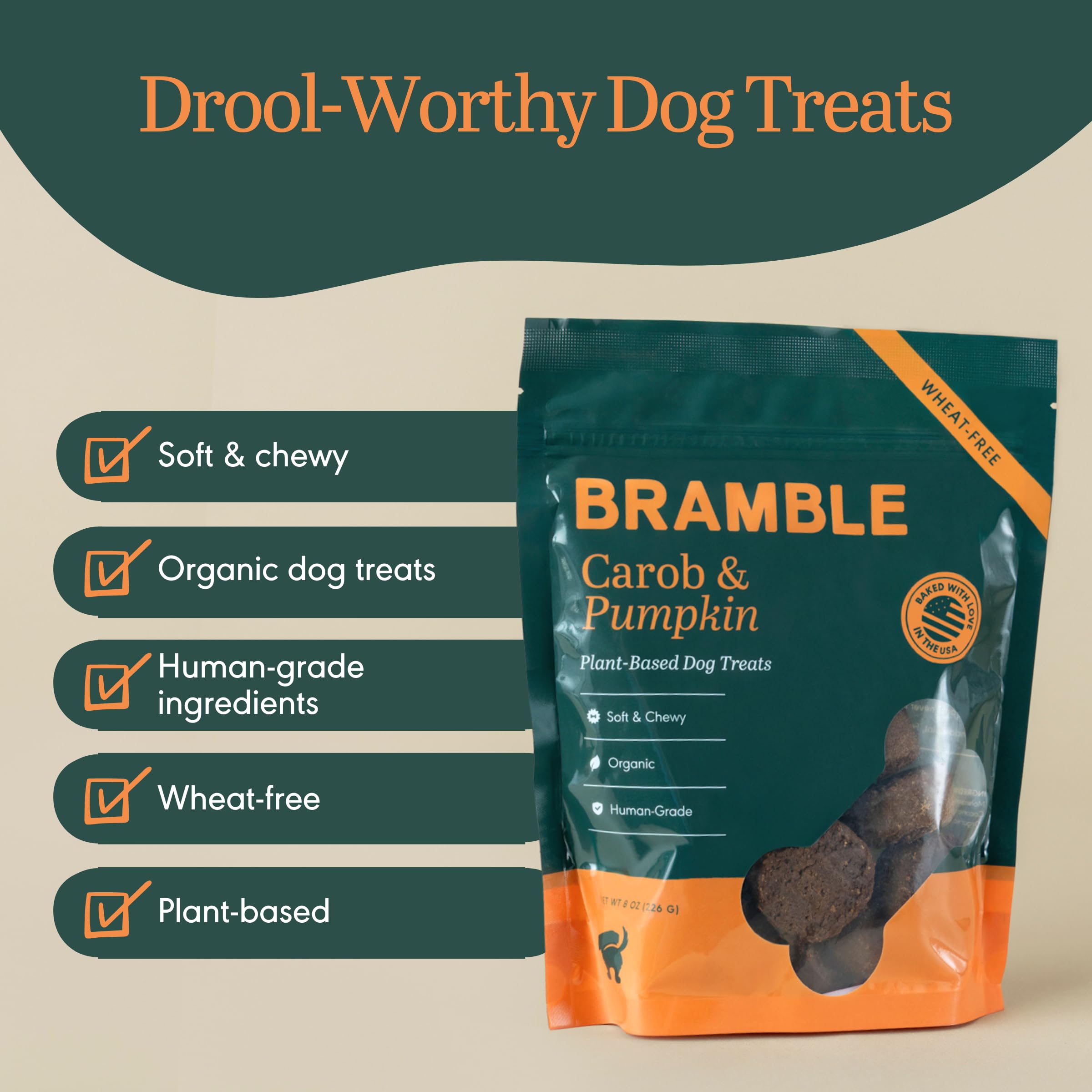 BRAMBLE friandises avec ingrédients réels et sans blé, option saine pour chiens.