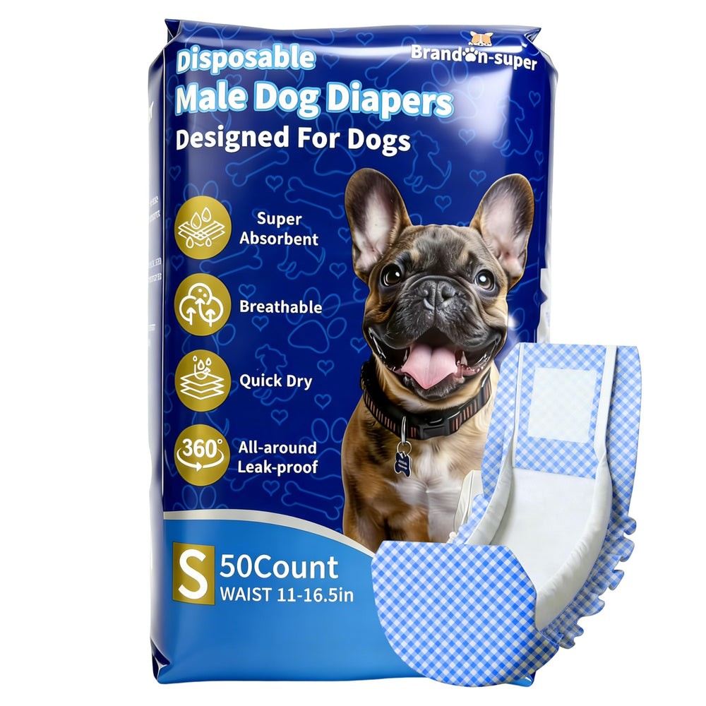 BrandonSuper couches-chien-male-50ct: absorption rapide lors des sorties quotidiennes.