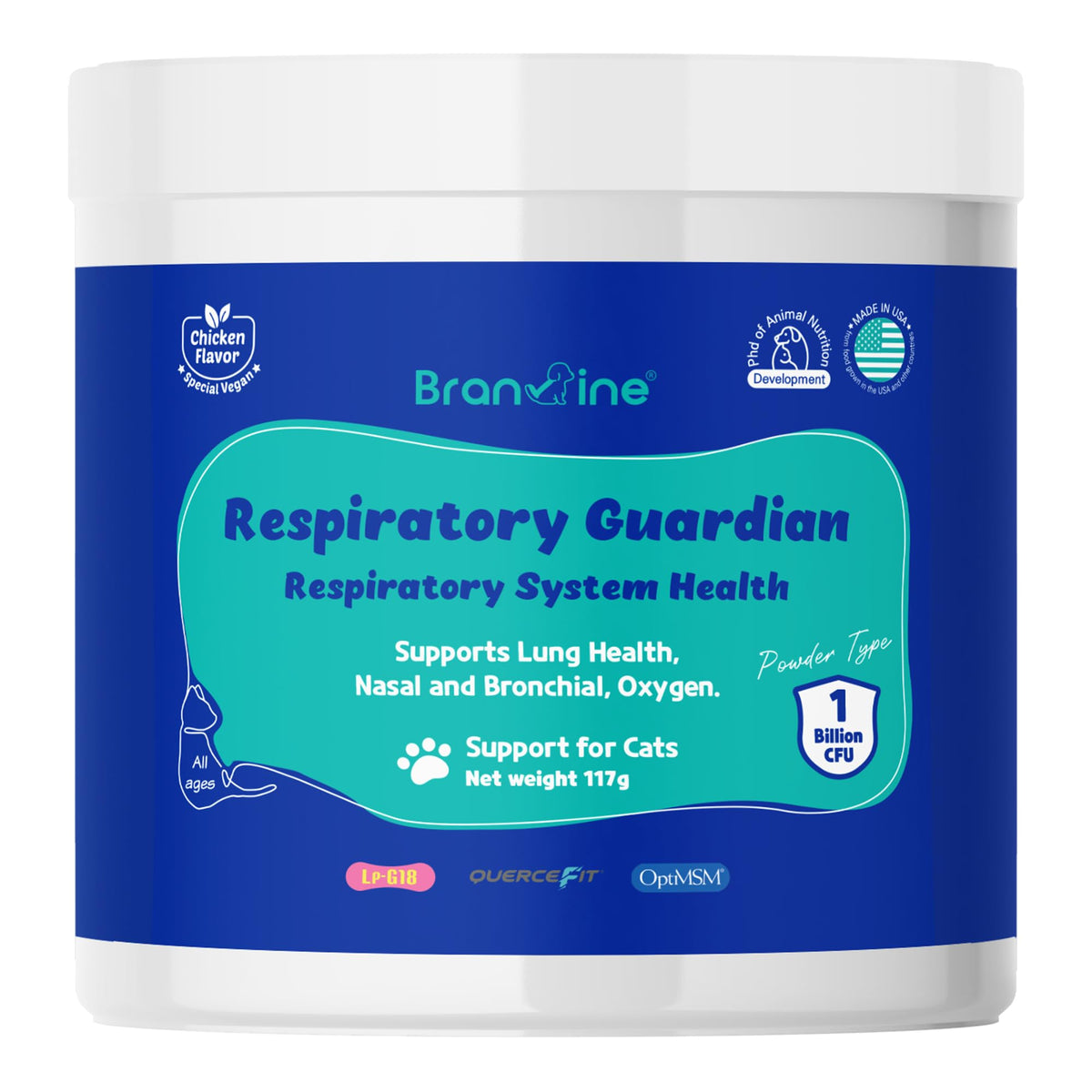 Branvine Protecteur Respiratoire: flacon pour chats, soutien des voies respiratoires.