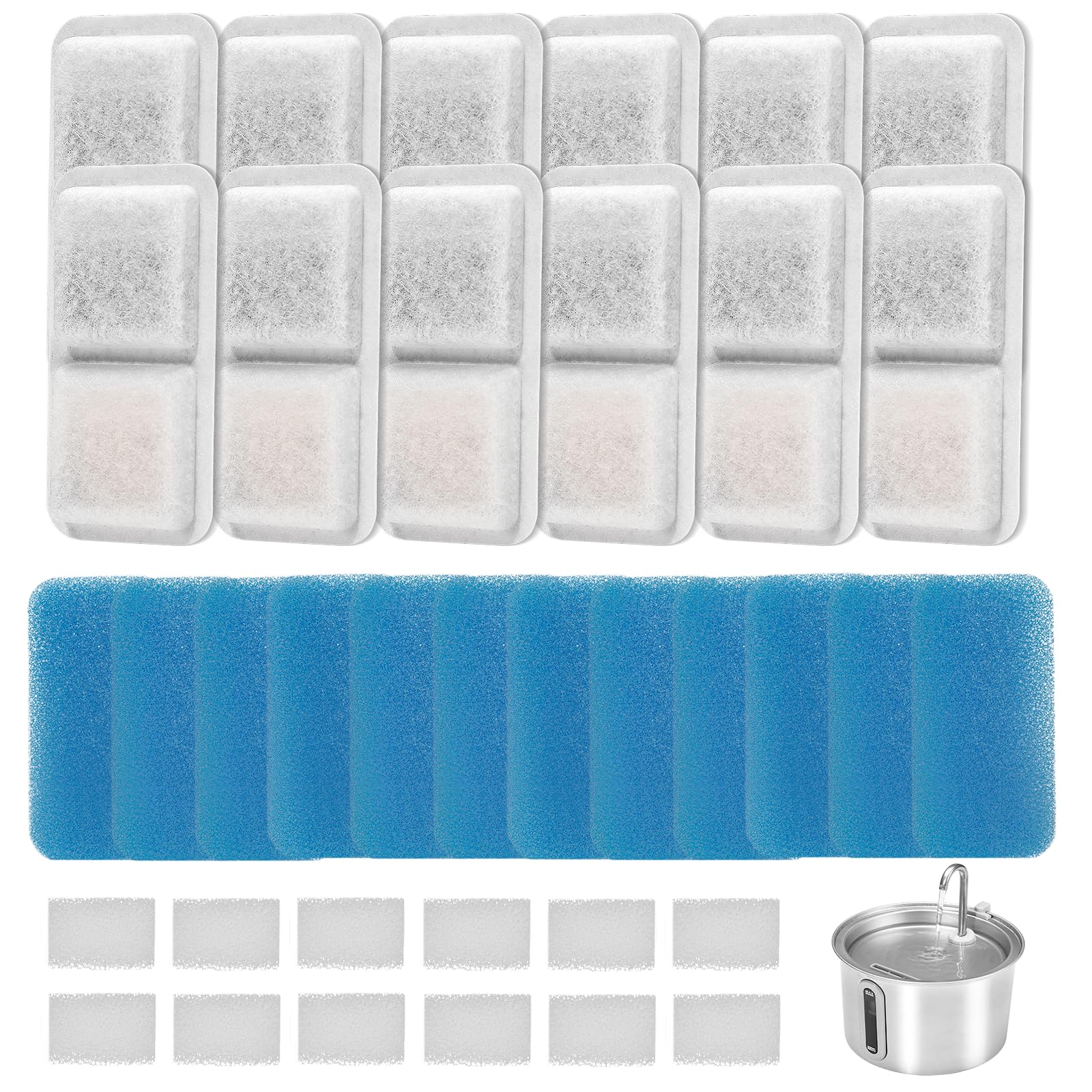Bravelk filtres fontaine chat 12-pack ensemble pour filtration pratique