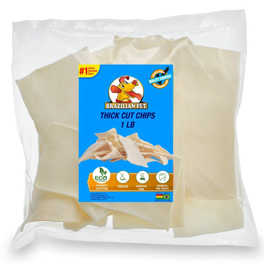 Brazilian Pet Premium Chips épais en peau de boeuf, texture naturelle pour mastication prolongée.