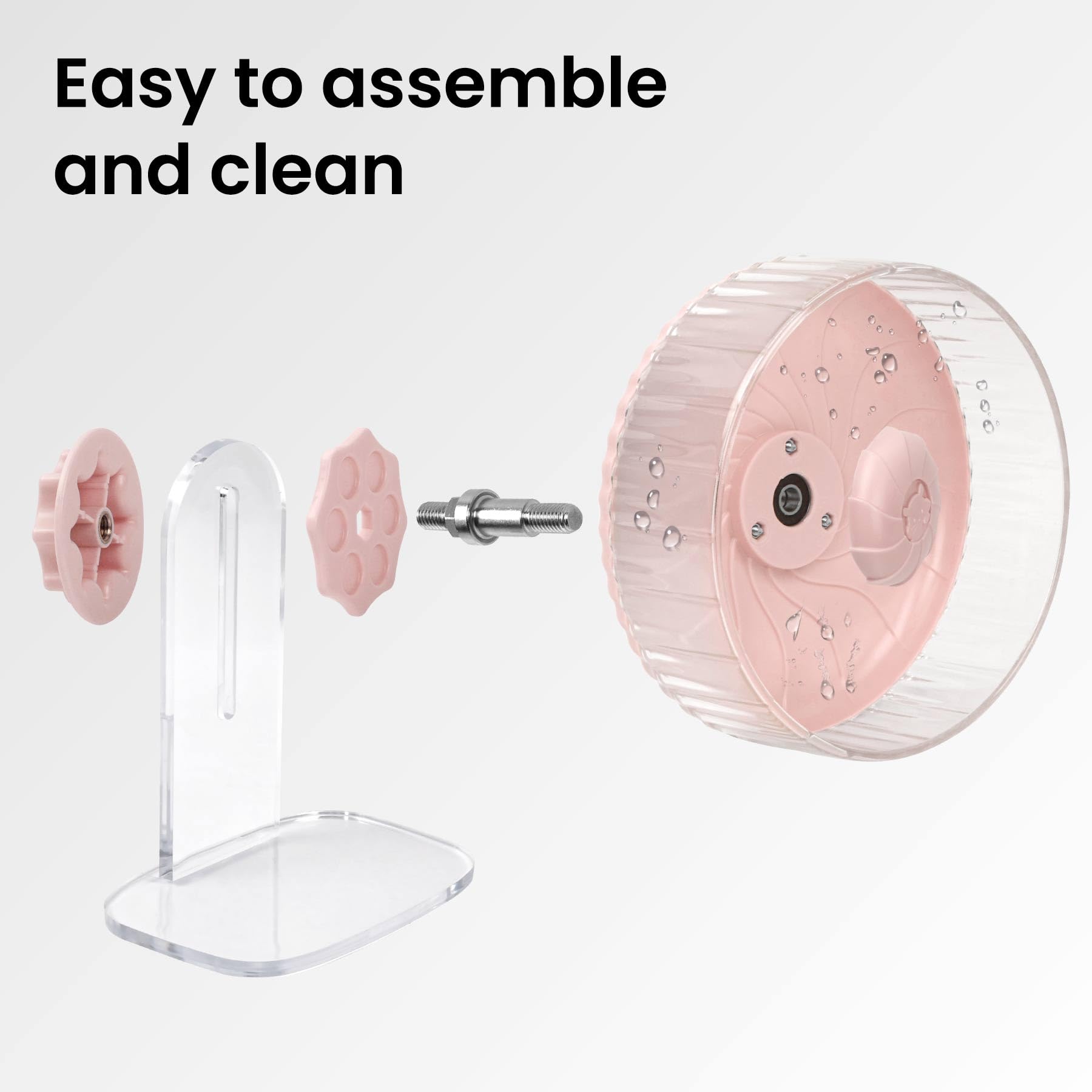 Base réglable Breenhill, stabilité accrue pour roue hamster 8po rose.