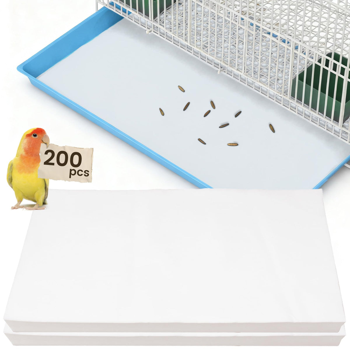 BREENHILL Doublure de bac cage oiseaux, format standard 23,6 x 16,9 po, protège et facilite le nettoyage.