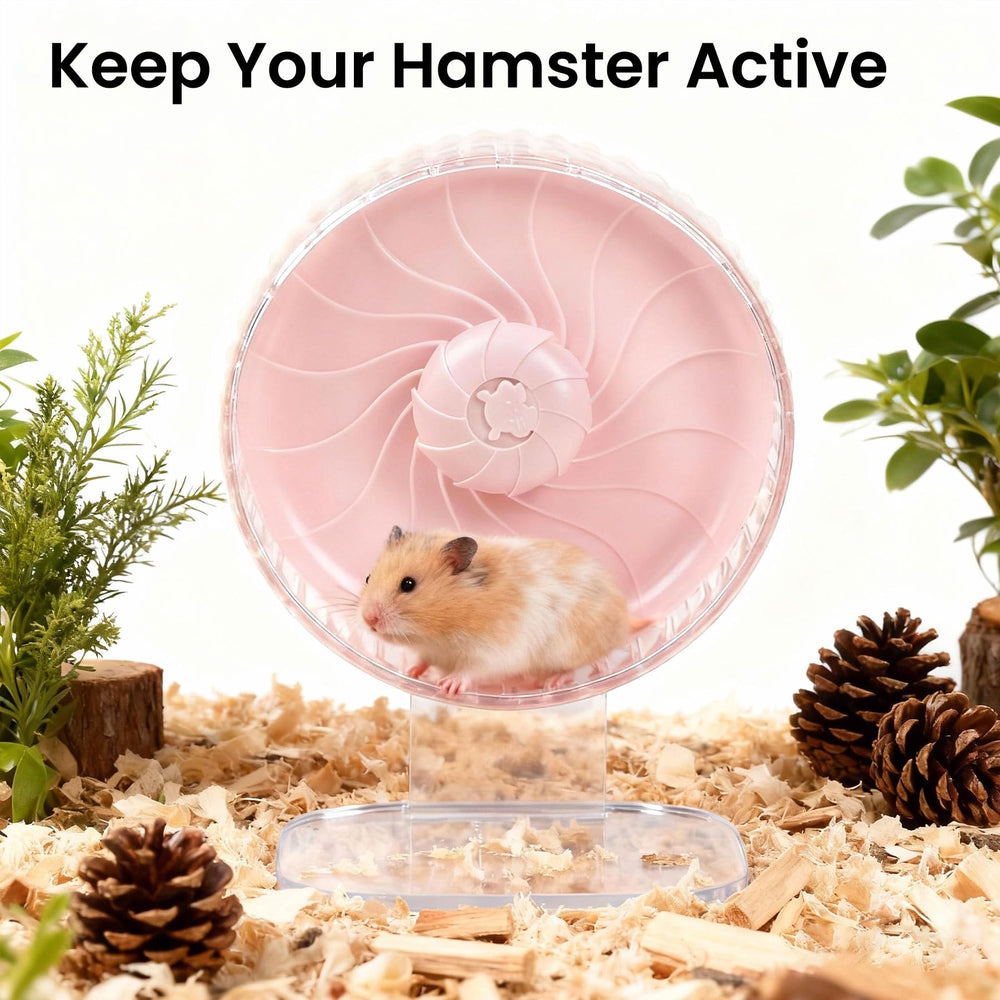 Support réglable Breenhill pour roue hamster, ajustement rapide en hauteur.