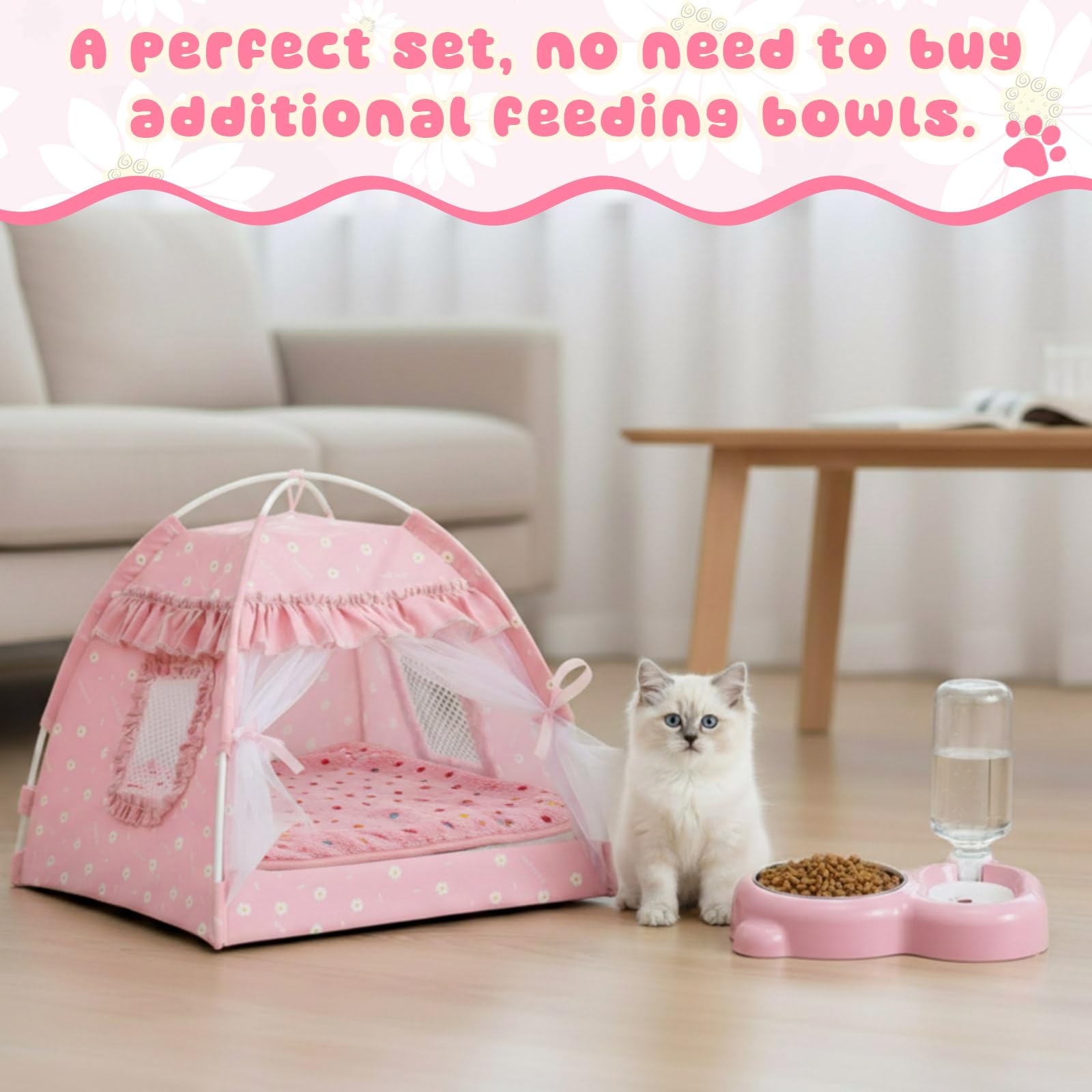 BreezeHug Bol eau-chat rose: bol adapté pour repas quotidiens.