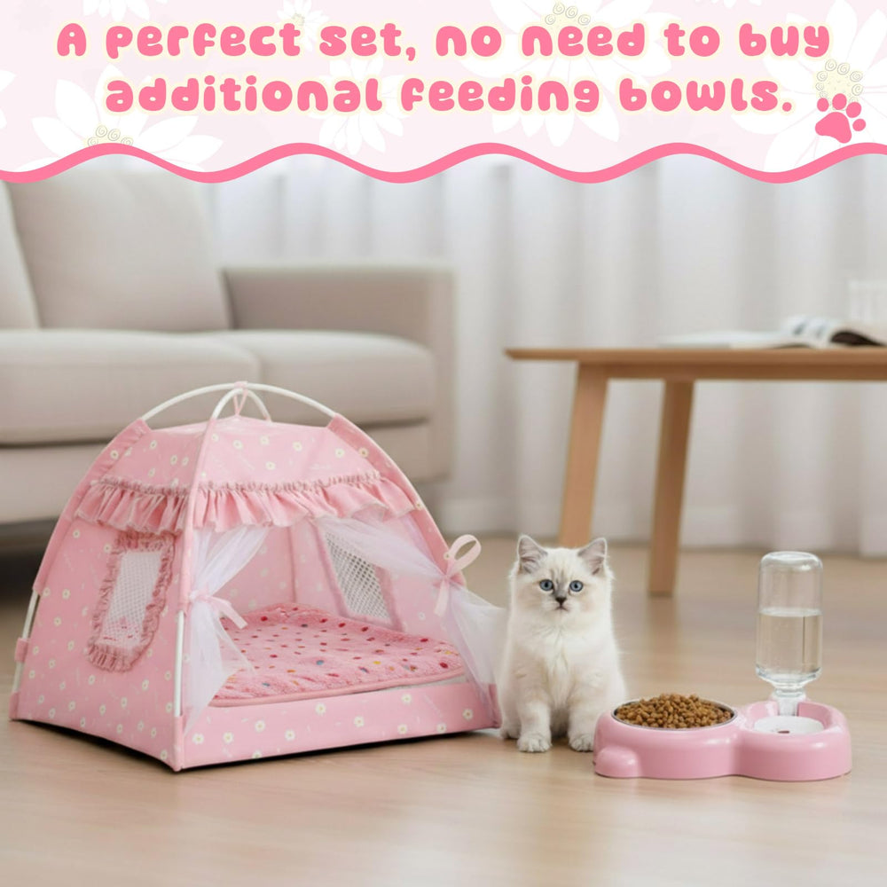BreezeHug Bol eau-chat rose: bol adapté pour repas quotidiens.