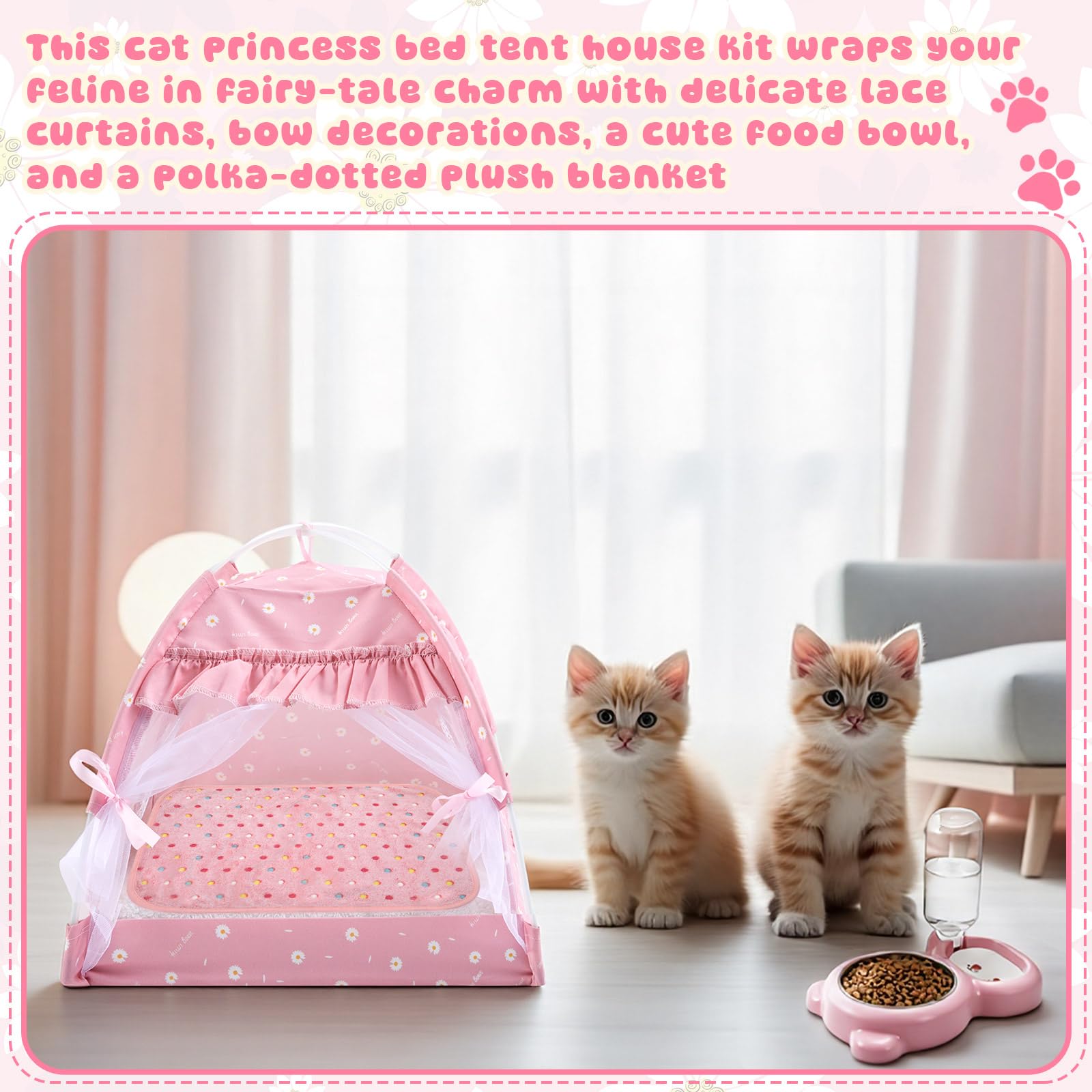 BreezeHug Détails dentelle princesse chat: esthétique charmante et élégante.