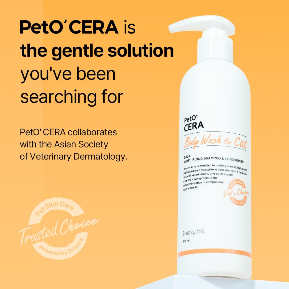 Breezytail PetO’Cera — bain doux pour pelage propre sans irritations.