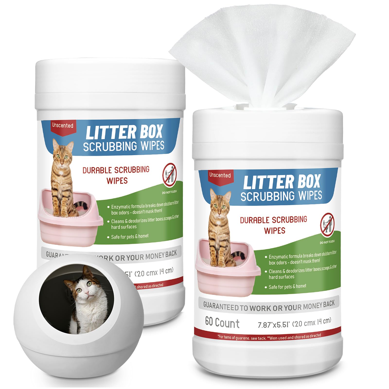 Lingettes Breling pour bac à litière, efficacité rapide pour nettoyer les traces.