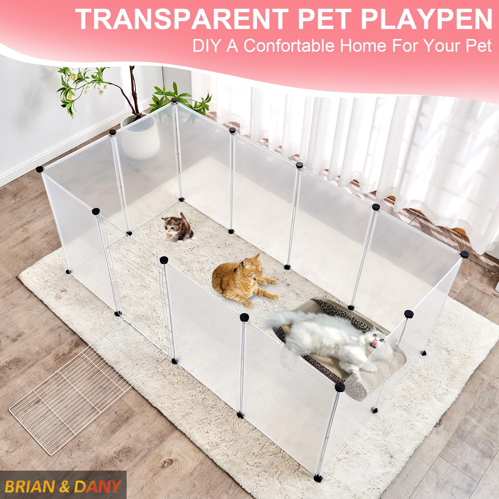 Ensemble d accessoires inclus Brian & DANY, panneaux et attaches pour personnaliser l enclos.