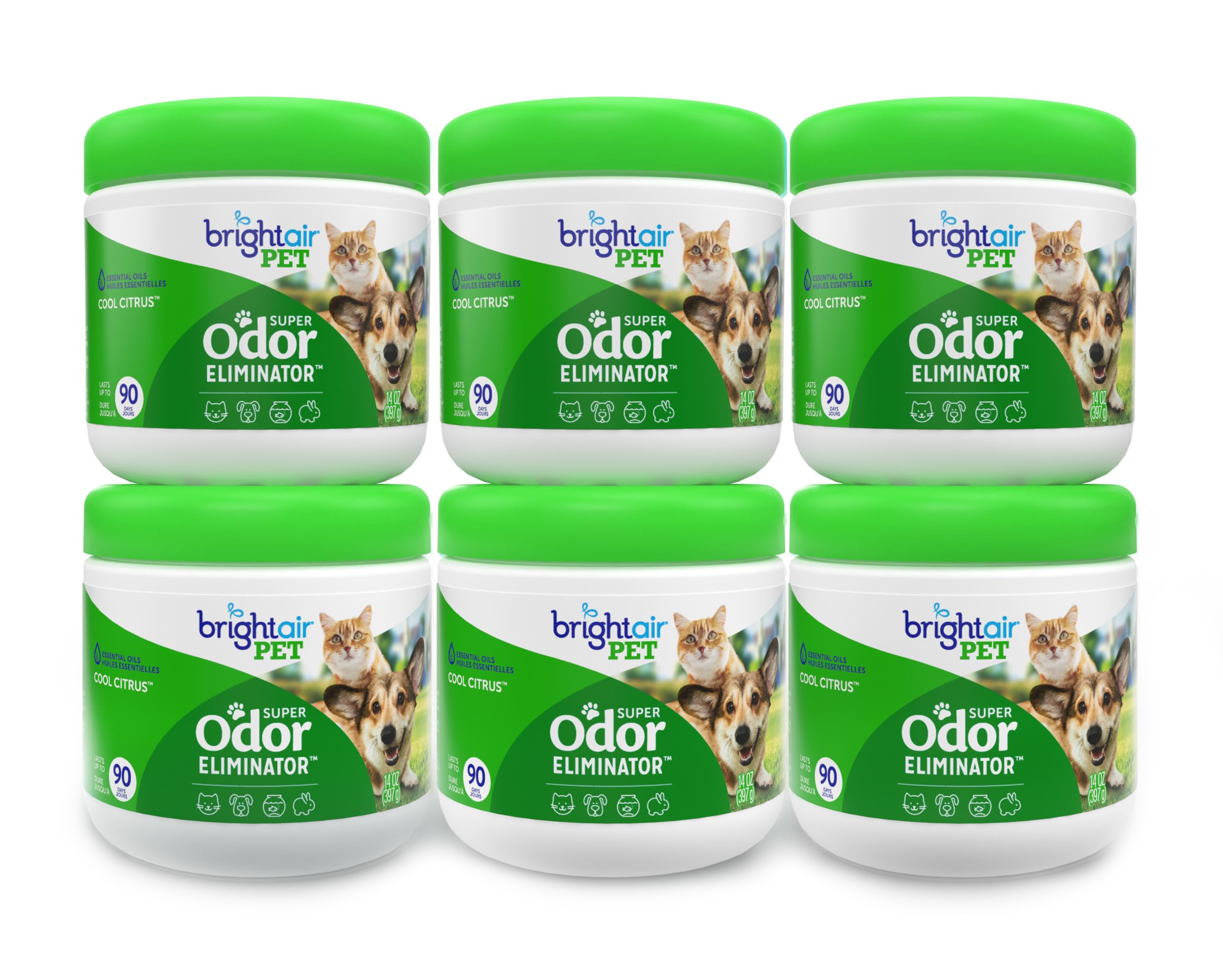 Bright Air gel-odorant citron-vert 414ml: élimine durablement les odeurs dans les espaces moyens.