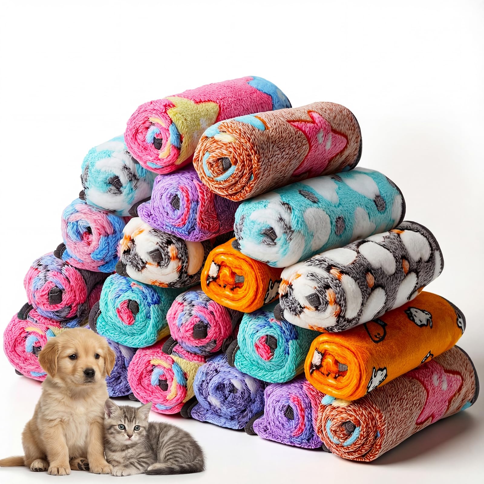 BrightRow couverture puppy coeurs-rose, douceur chaude pour le repos des chiots.