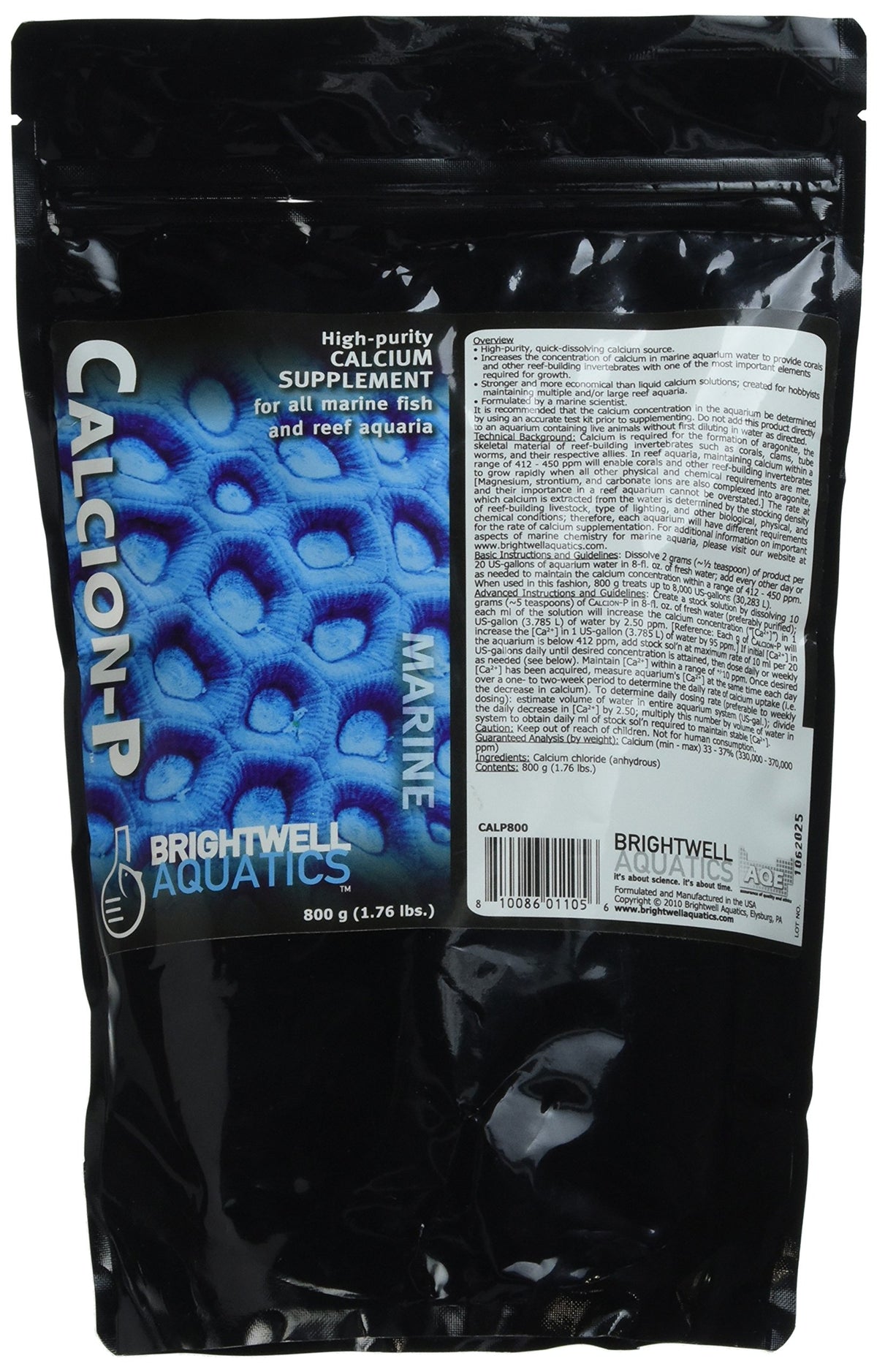 Brightwell Aquatics ABACALP800, poudre-seche-calcium, soutien la croissance des coraux et invertébrés.