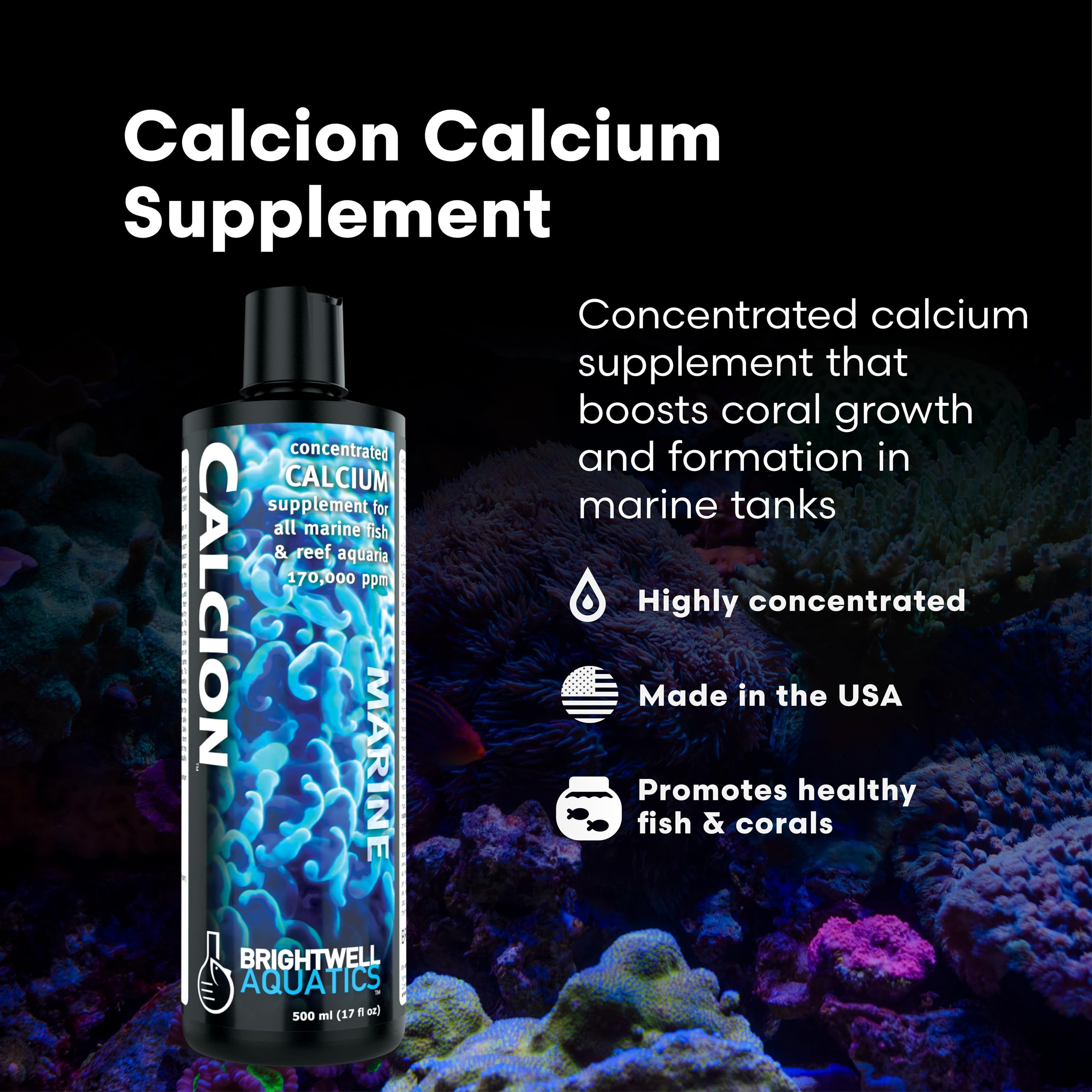 Brightwell Aquatics Calcion, conteneur-250ml, dosage précis pour les aquariums récifs.