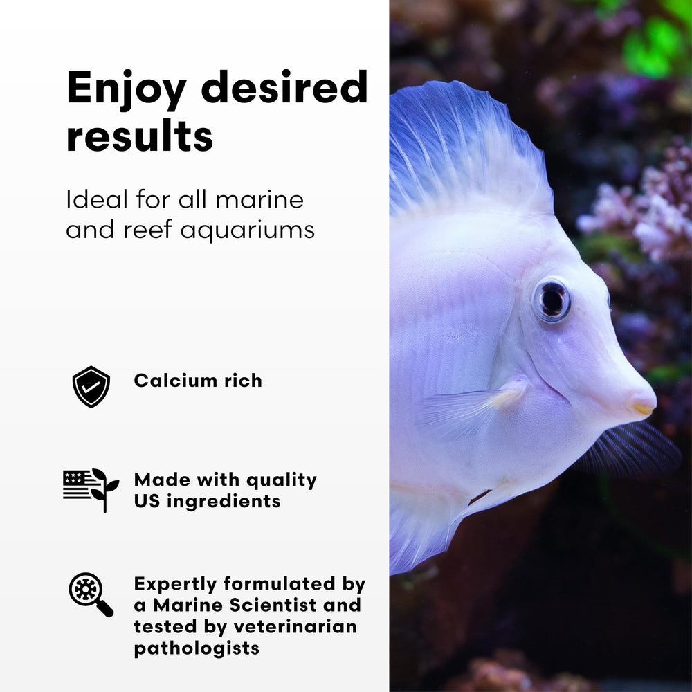 Brightwell Aquatics Calcion, etiquette-purete, formule sans additifs pour eau marine.