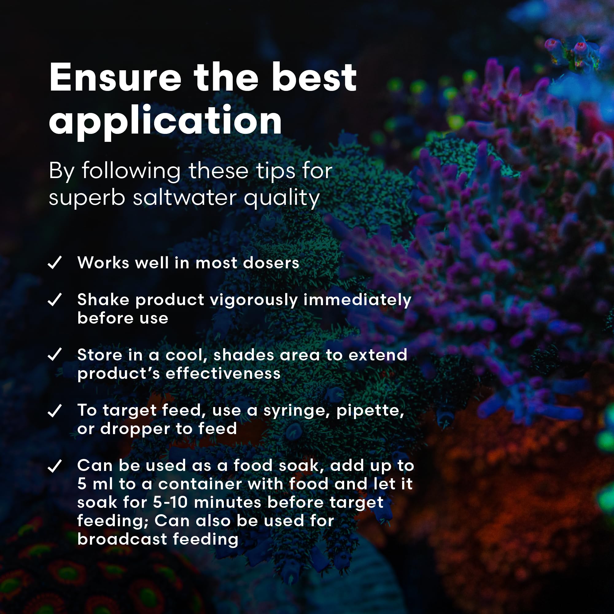 Application de Coral Inertia NRG+ pour nourrissage ciblé des coraux et alliés.