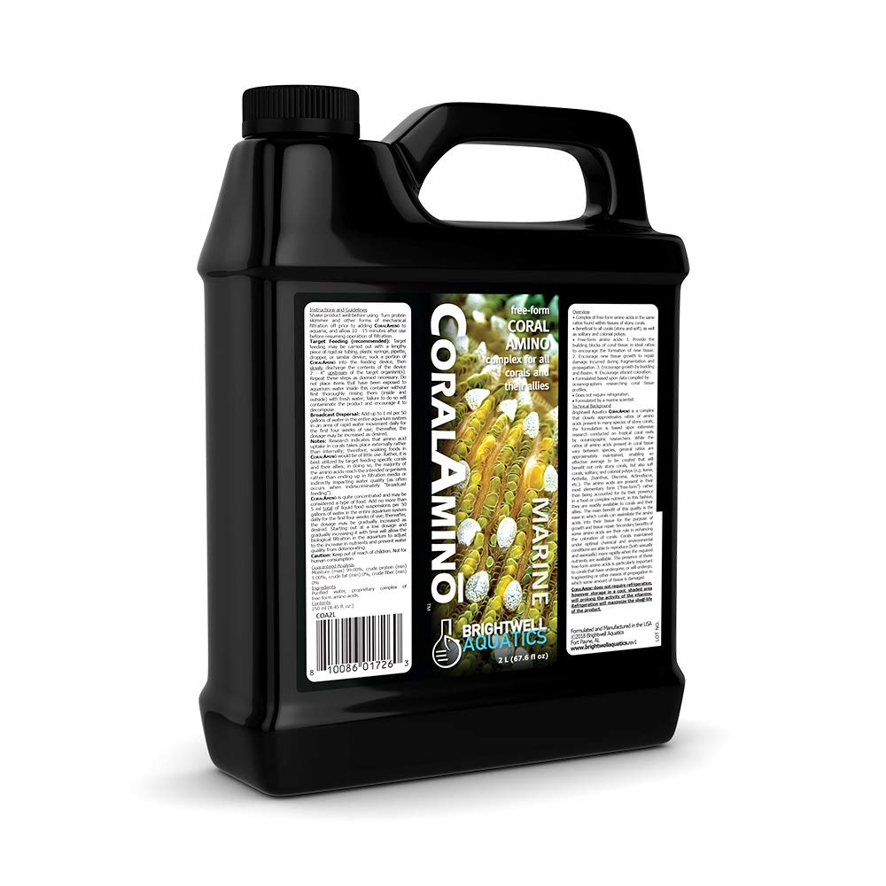 Brightwell Aquatics CoralAmino, bouteille prête à nourrir les coraux et favoriser la croissance.