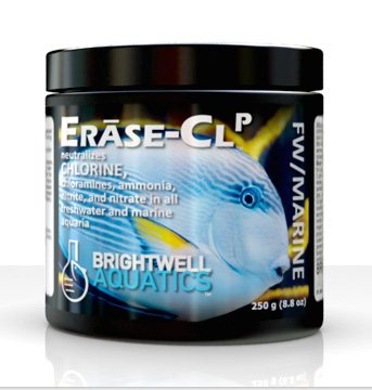 Brightwell Erase CL P — poudre économique neutralisant le chlore et le nitrite dans l’eau d’aquarium.
