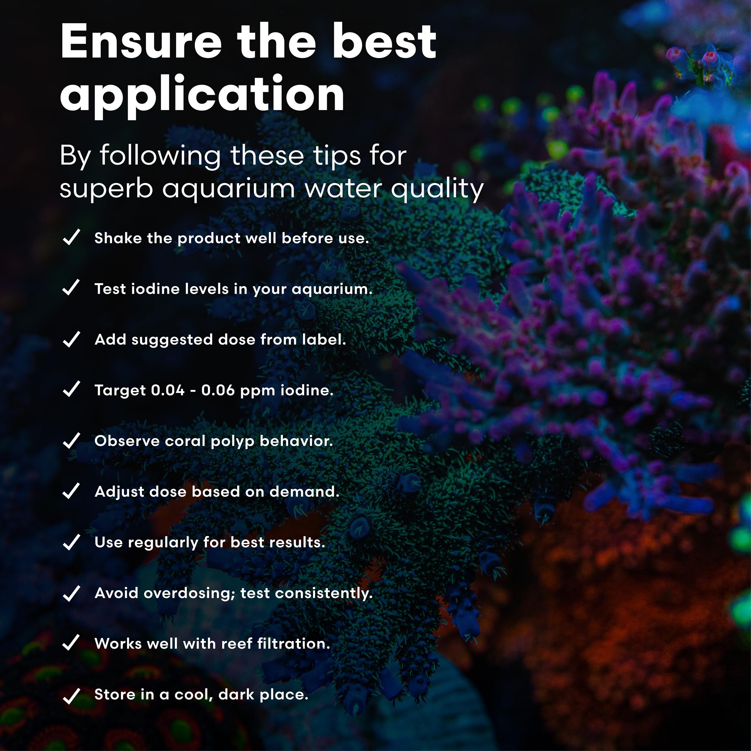 Brightwell Aquatics Iodion - formule adaptée à tous les niveaux d'aquariophilie récifale.