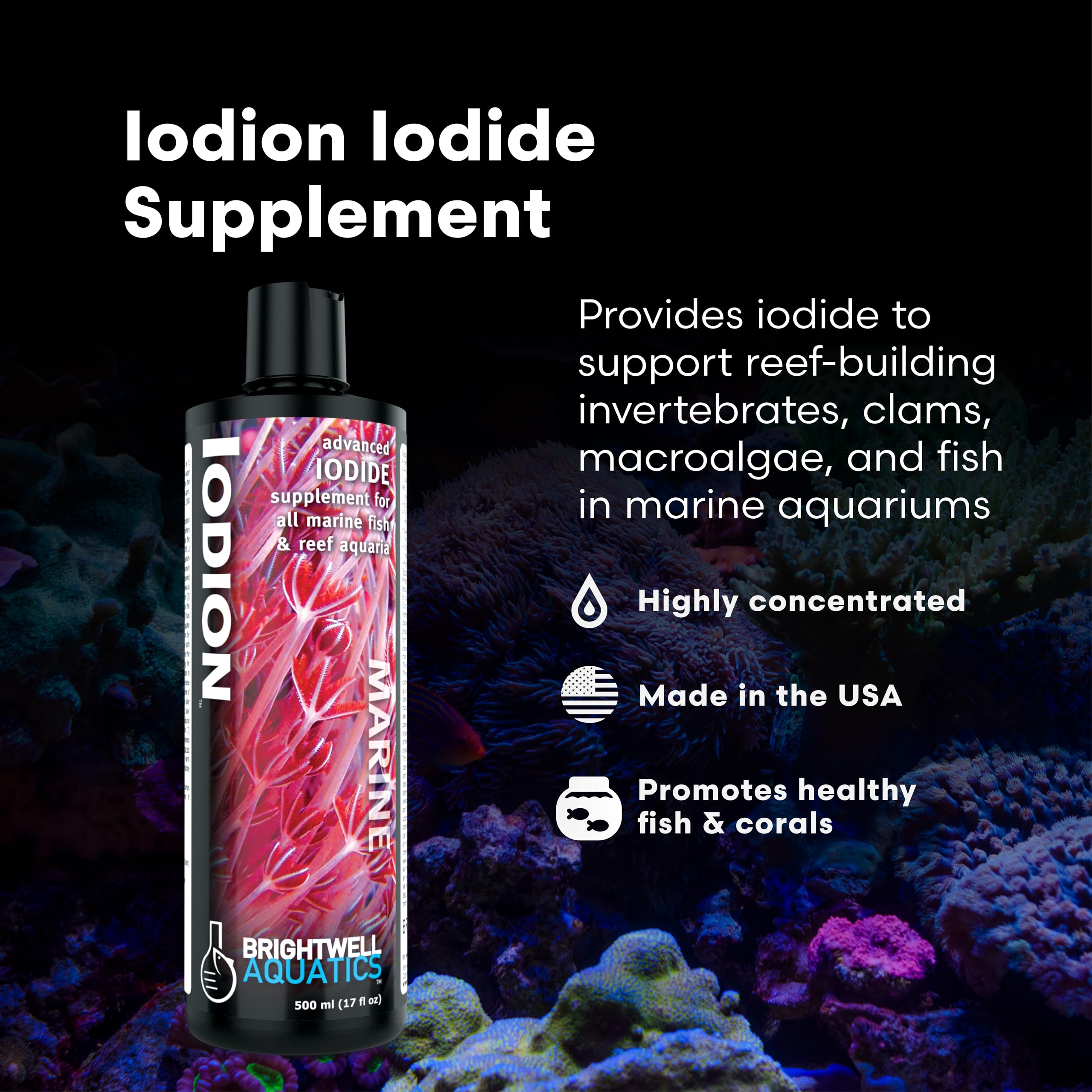 Brightwell Aquatics Iodion - polypes ouverts grâce à une dose iodée contrôlée.