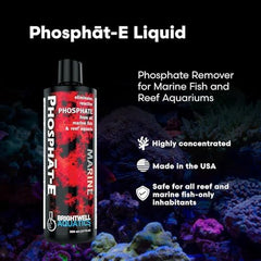 Brightwell Aquatics Phosphat-E étiquette lisible facilitant le dosage.