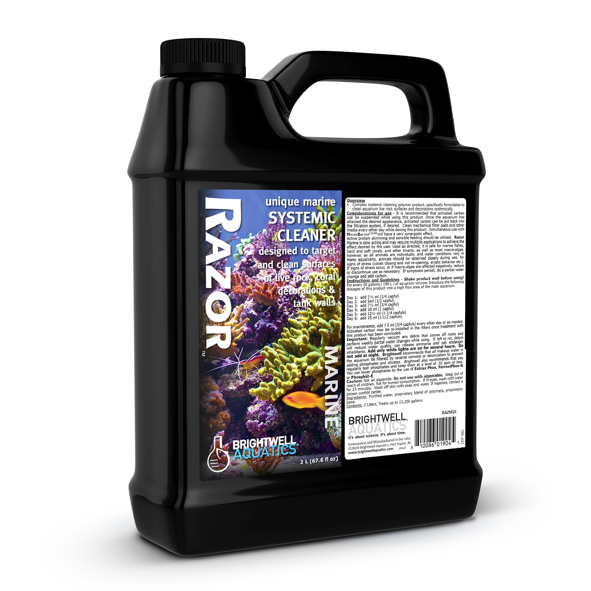Brightwell Razor Marine versement de la bouteille pour démêler les dépôts sur roches et décorations.