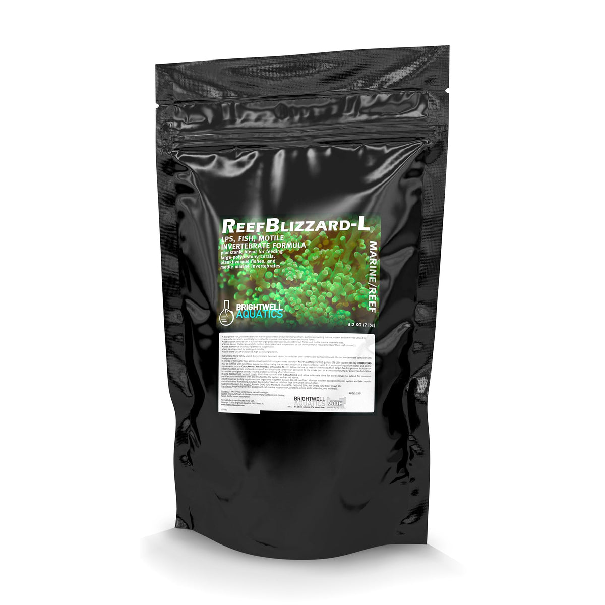 Reef Blizzard L par Brightwell Aquatics, bouteille de poudre planctonique, stimule la nutrition des coraux.