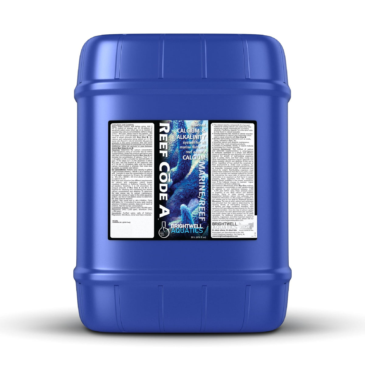 Brightwell Aquatics Reef Code A, bouteille-dosage avec repères pour maintenir l'équilibre calcique.
