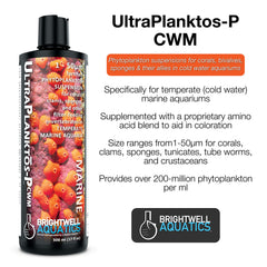 Brightwell Ultraplanktos P CWM, contenu d’ensemble, phytoplancton, améliore coloration et appétit.