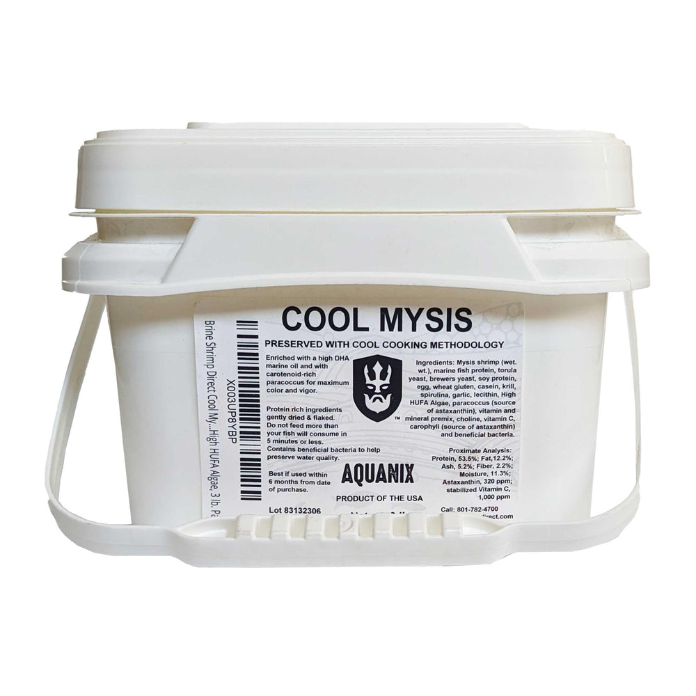 Brine Shrimp Direct - flocons Mysis frais pour alimentation marine stable et riche en protéines.