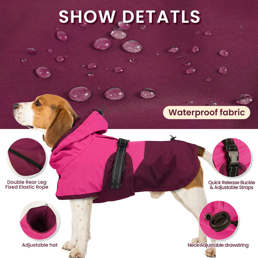 BRKURLEG manteau imperméable pour chien avec fermeture rapide pour enfilage facile.