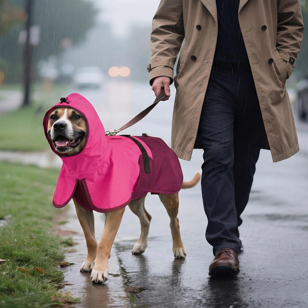BRKURURLEG manteau chien imperméable avec ouverture arrière pour la laisse.