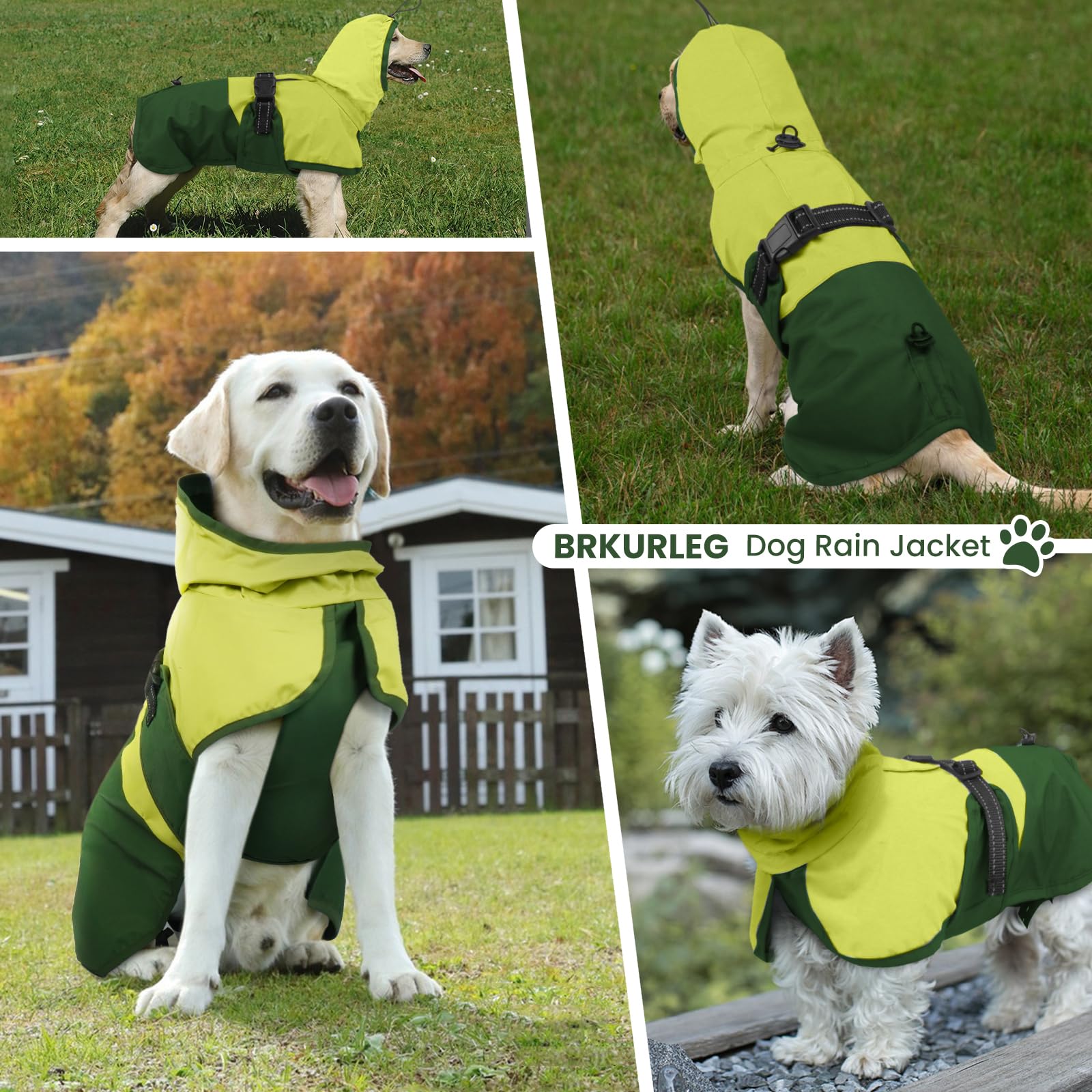Manteau BRKURLEG vert, imperméable et facile à nettoyer.