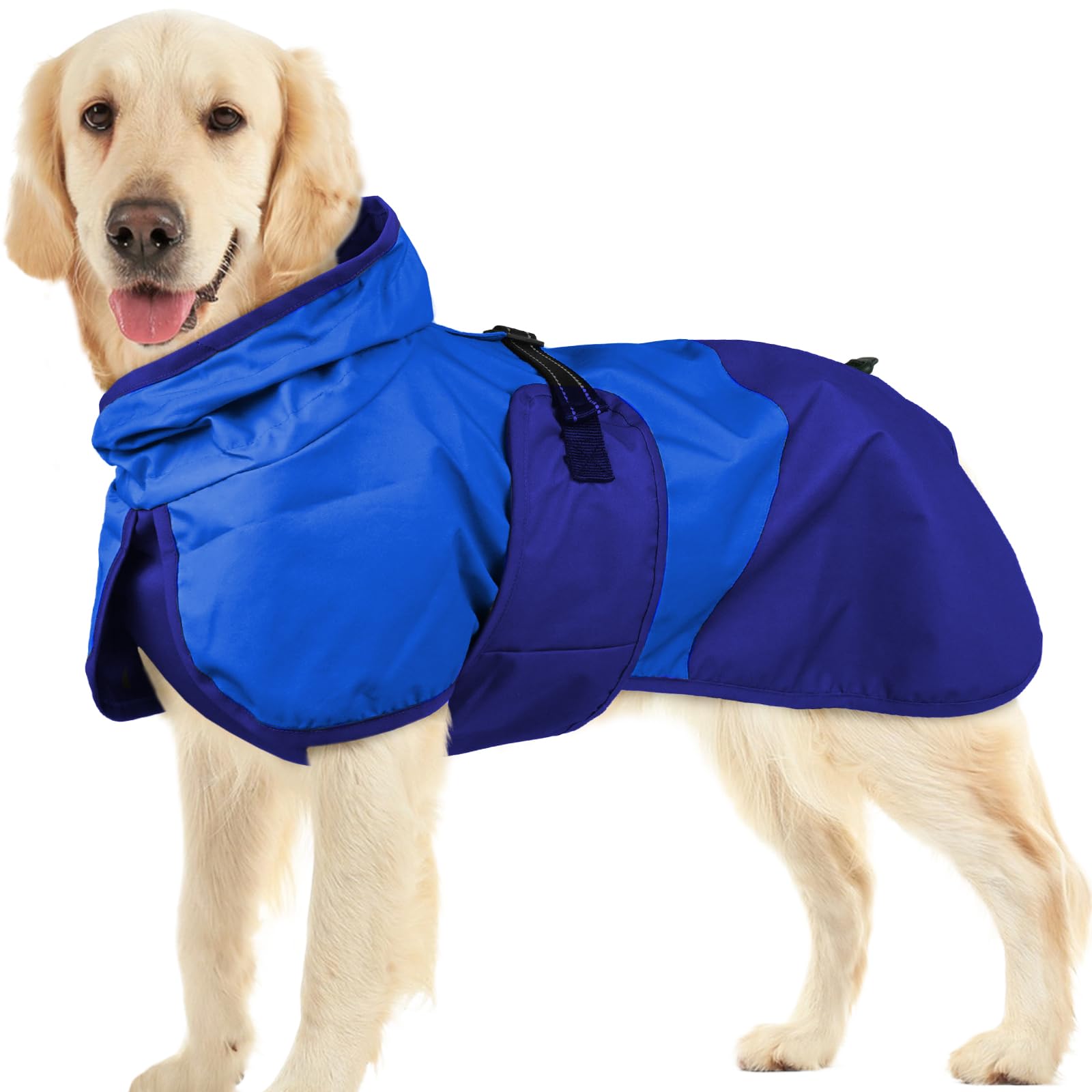 BRKURLEG manteau pluie chien capuche bleu XXXL, garde votre chien au sec.