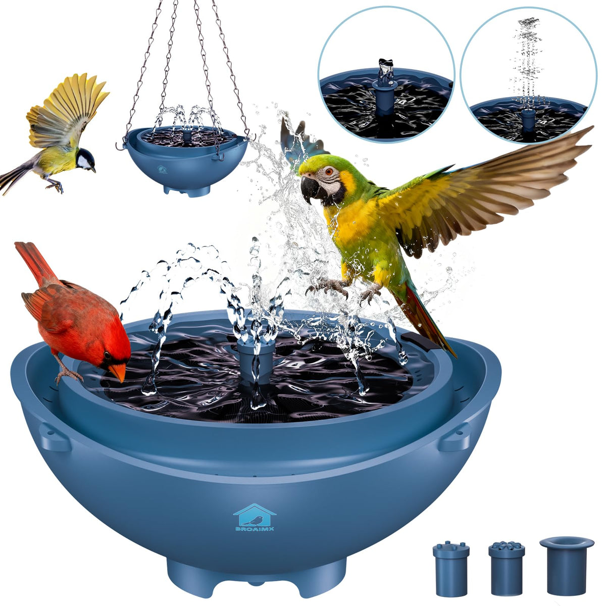 Bain d'oiseaux solaire BROAIMX, attire les oiseaux et anime le jardin