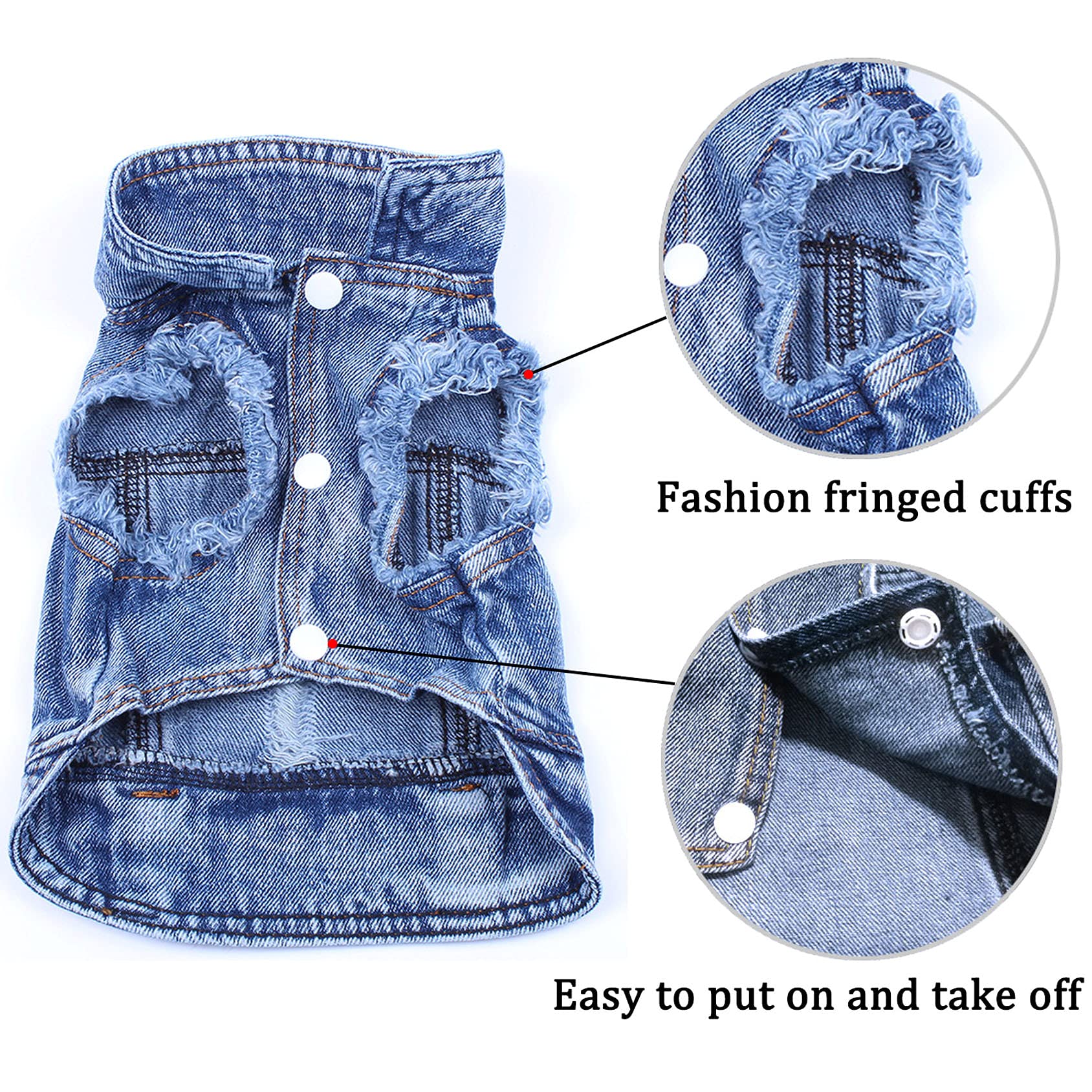 Brocarp Veste jean bleu matière denim, tissu robuste et agréable.