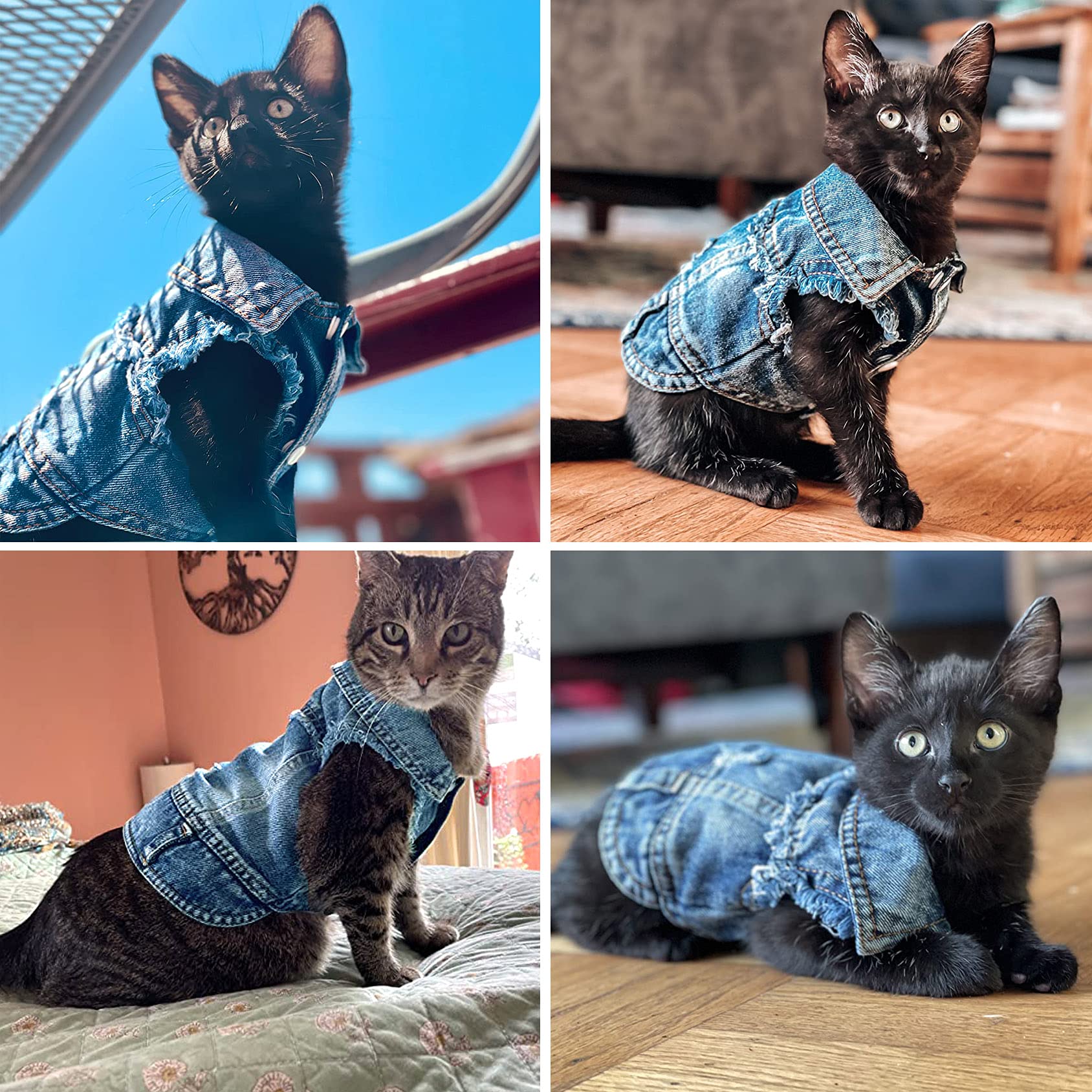 Brocarp Veste jean bleu protection soleil, ombre légère en été.