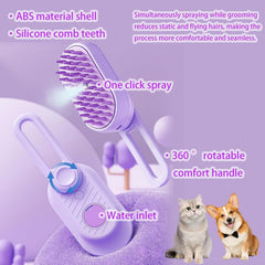 3 en 1 brosse vapeur chat, brume légère démêlage poils