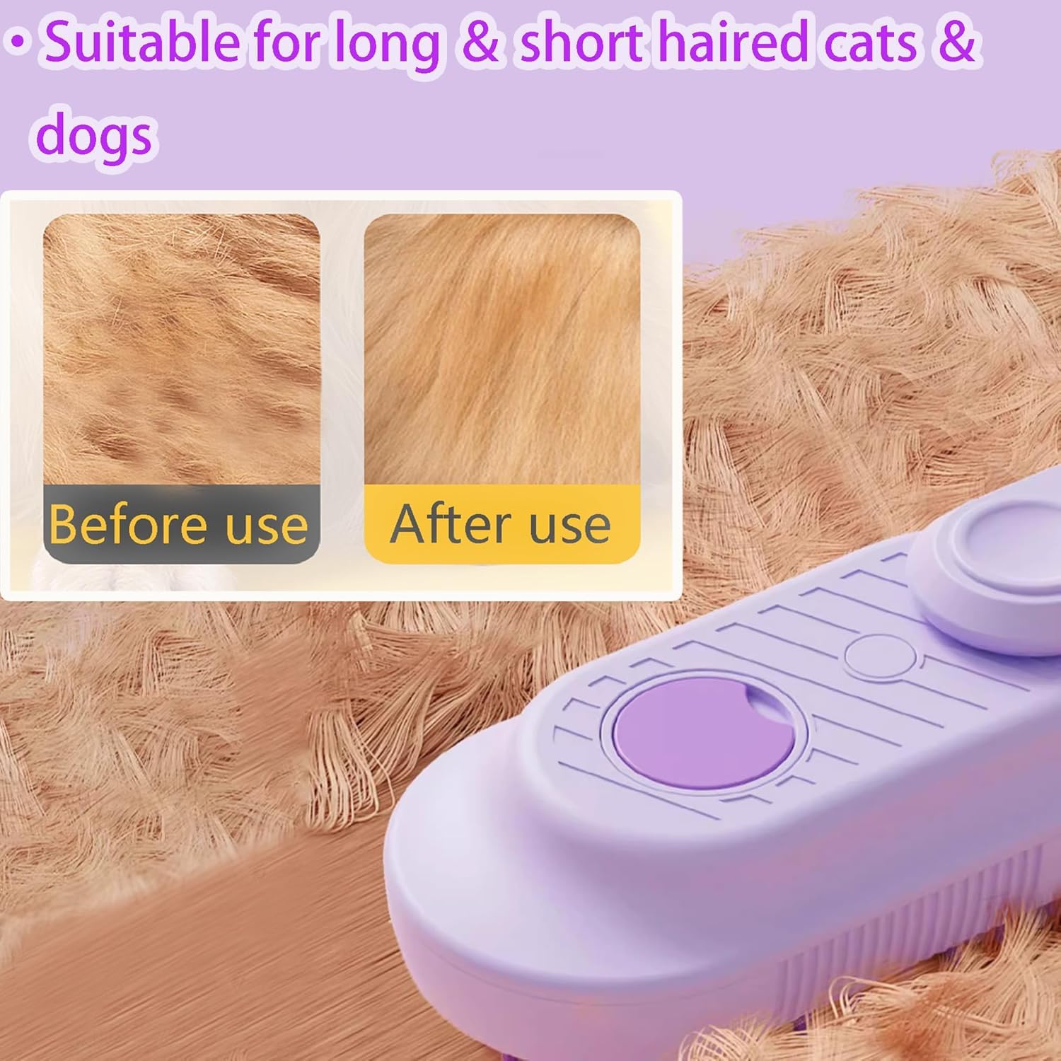 3 en 1 brosse vapeur chat dé fur age efficace pour poils longs et courts