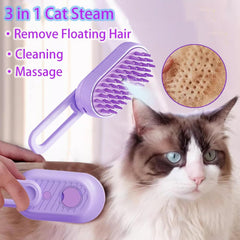 3 en 1 brosse vapeur chat, peigne silicone doux respectant la peau