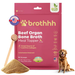 Brothhh bouillon boeuf organes pour chien — emballage pratique et repas plus appétent