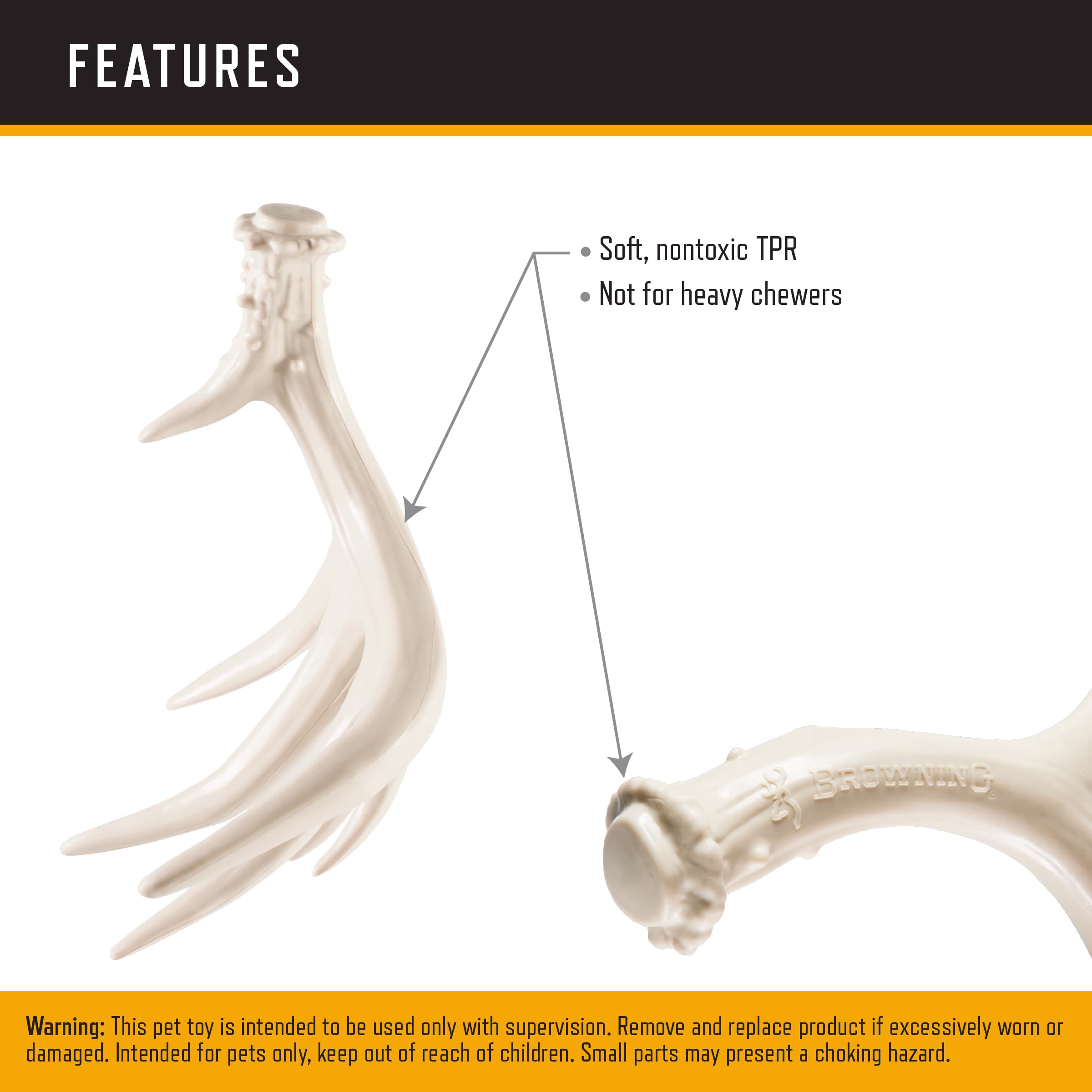 Browning Antler Chew Toy White: texture dentition douce pour mastiquer sans douleur.