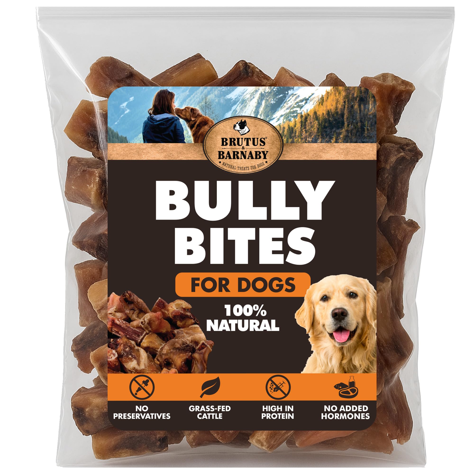 BRUTUS ET BARNABY Bouchées Bully Stick, sac refermable pour garder l'arôme.