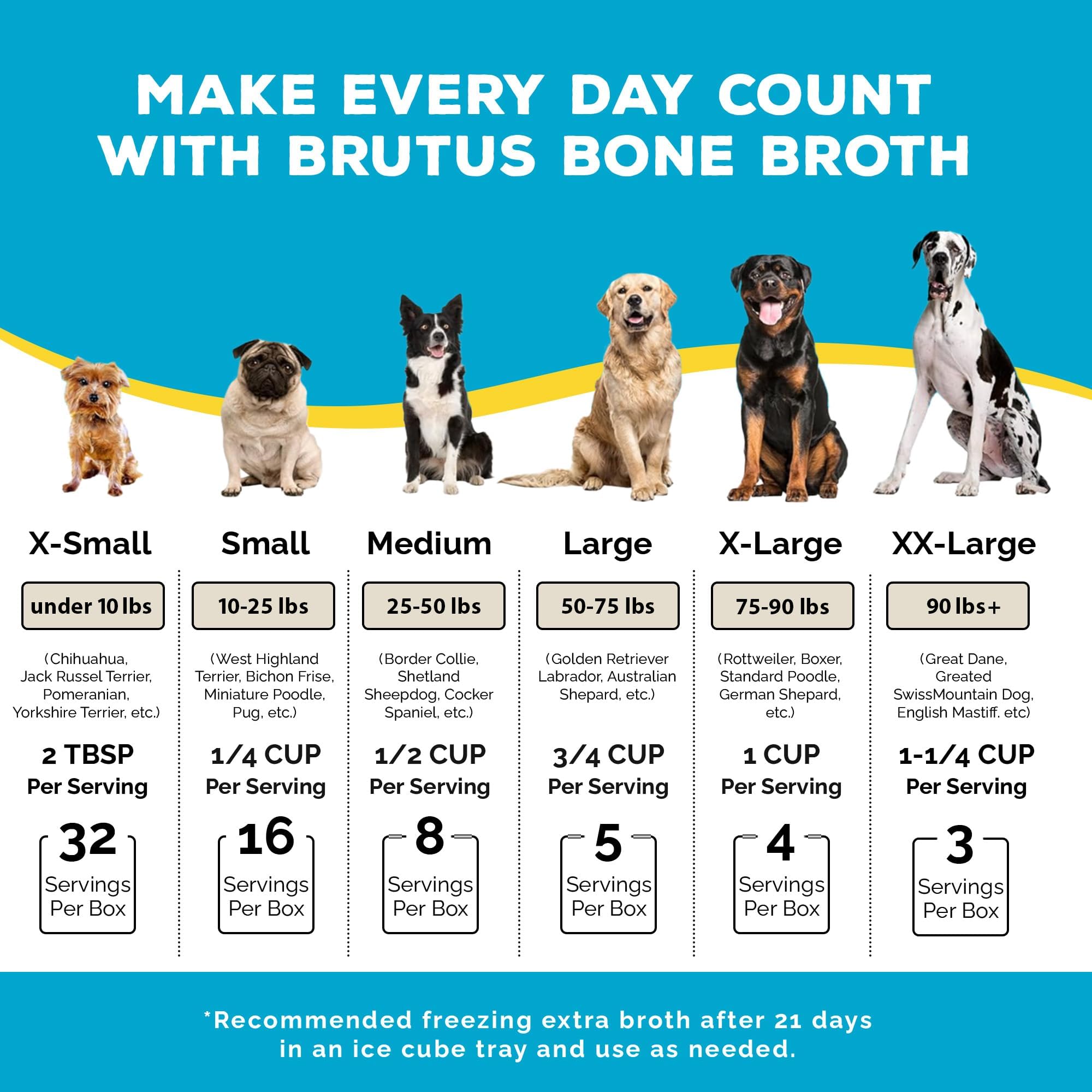 Brutus Bone Broth pour chien, repas en bol avec goût savoureux.